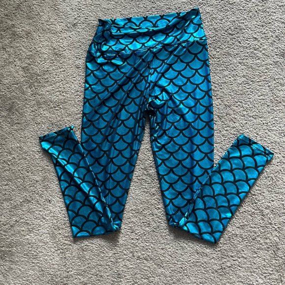 Mermaid Scale Leggings - Blue - Picture 1 of 11